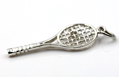 Sterling Silver 925 Tennis Racquet Court Sport Pendant / Charm