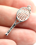 Sterling Silver 925 Tennis Racquet Court Sport Pendant / Charm -Free post