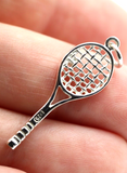 Sterling Silver 925 Tennis Racquet Court Sport Pendant / Charm -Free post