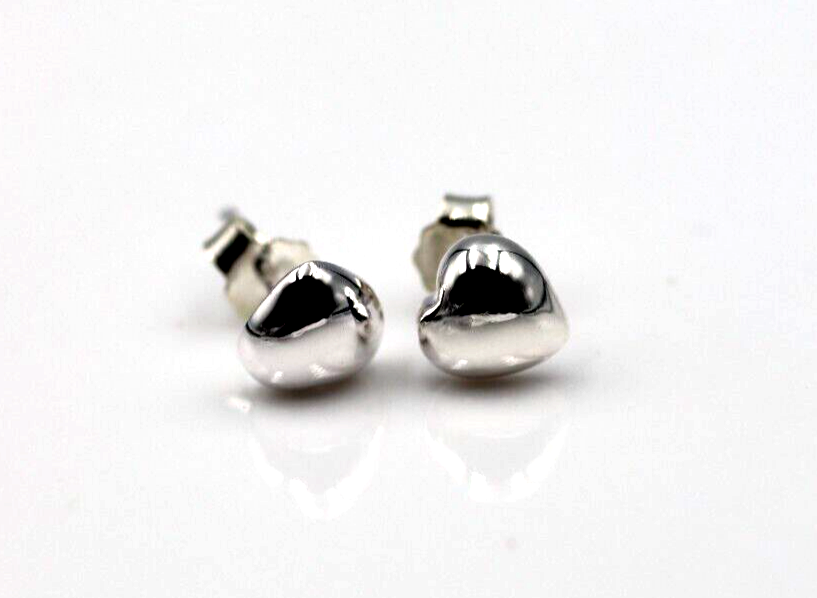 Genuine Sterling Silver 925 Small Heart Stud Earrings