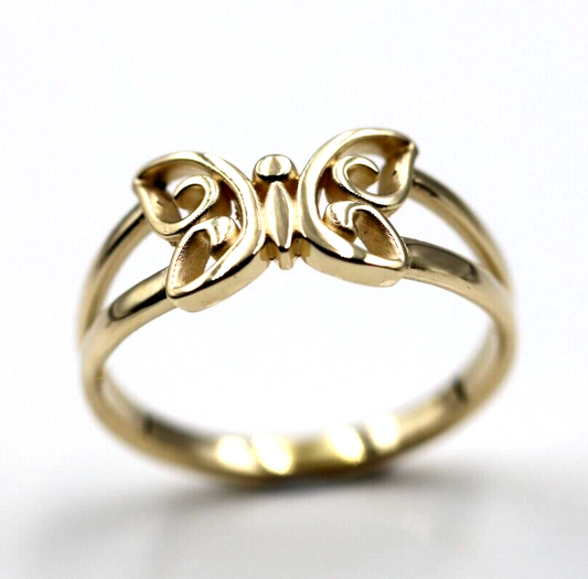 Genuine Solid 9ct White Or Rose Or Yellow Gold Butterfly Ring Choose Your Size