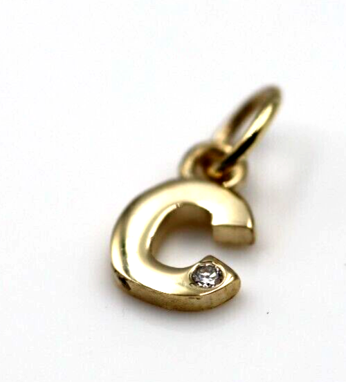 Genuine 9ct Yellow Gold Diamond Set Initial Small Pendant Charm A to Z