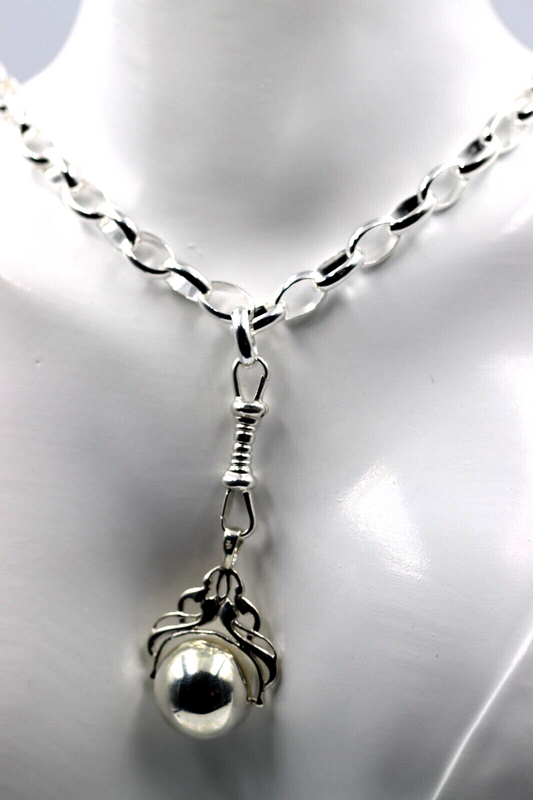 Sterling Silver Heavy Oval Belcher Chain Necklace + Pendant - Free Express Post