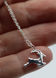925 Sterling Silver Reindeer Necklace With 40cm Chain + 5cm Extender - Free Post