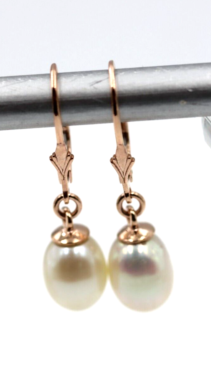 Genuine 9ct Yellow, Rose or White Gold 11mm Oval Continental Hooks Freshwater Pearl Ball Earrings