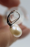 Sterling Silver 925 Freshwater Oval Pearl Continental Clip Earrings -Free post