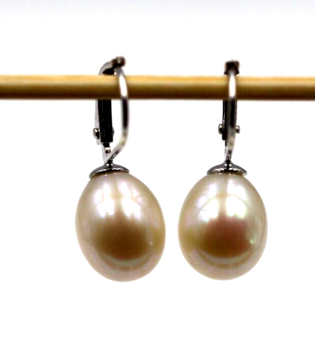 Sterling Silver 925 Freshwater Oval Pearl Continental Clip Earrings