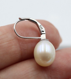 Sterling Silver 925 Freshwater Oval Pearl Continental Clip Earrings -Free post