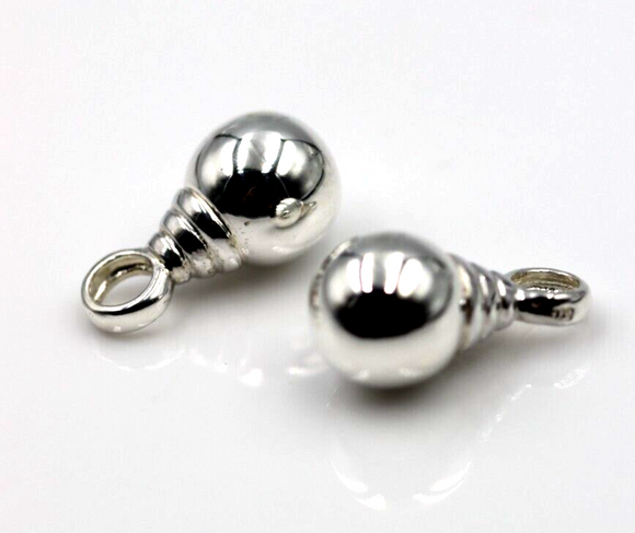 Genuine New Sterling Silver 10mm Plain Balls Charm Earrings