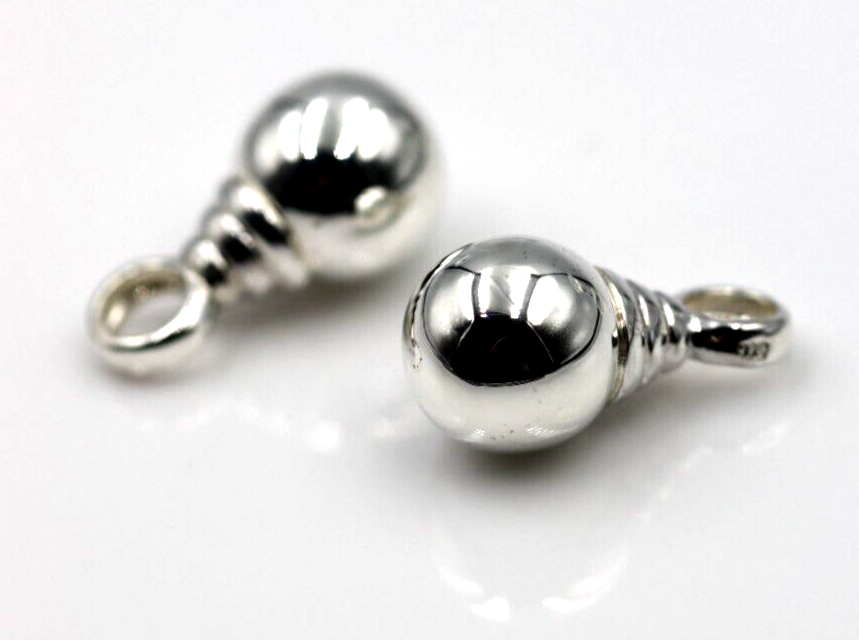 Genuine New Sterling Silver 10mm Plain Balls Charm Earrings