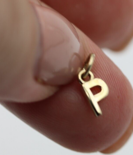 Kaedesigns, Genuine 9ct 9kt Genuine Tiny Very Small Yellow, Rose or White Gold Initial Pendant Charm P