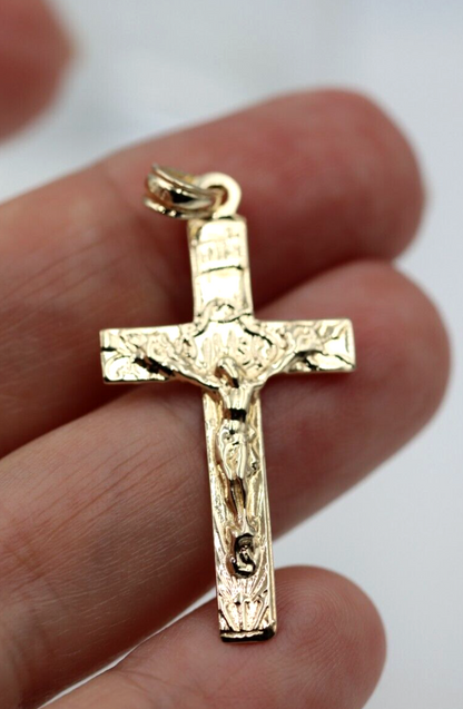 Genuine 9ct 9k Rose Or Yellow Or White Gold Crucifix Cross Pendant