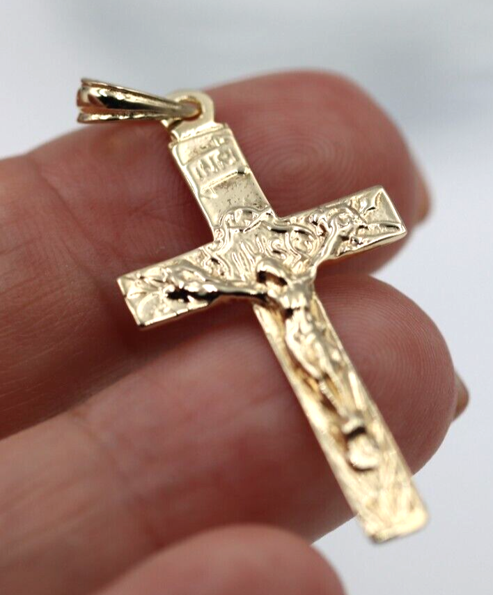 Genuine 9ct 9k Rose Or Yellow Or White Gold Crucifix Cross Pendant