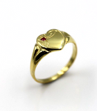 Size H Genuine 9ct 9K Yellow, Rose or White Gold Red Garnet Heart Signet Ring 265