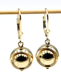 Genuine 9ct Yellow Gold 12mm Spinning Belcher Ball Continental Hooks Earring
