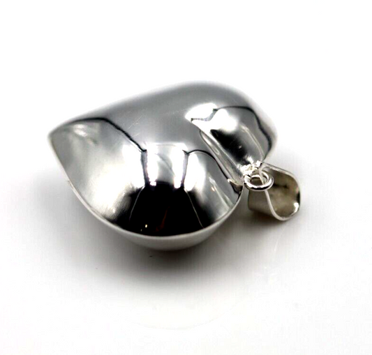 Genuine New Sterling Silver 925 Medium Puffy Bubble Heart Pendant