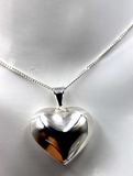 Genuine Sterling Silver 925 Medium Puffy Bubble Heart Pendant + Necklace Chain