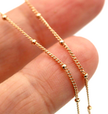 Genuine 47cm Thin 9ct Rose Gold Diamond Cut Curb Ball Ladies Necklace Chain