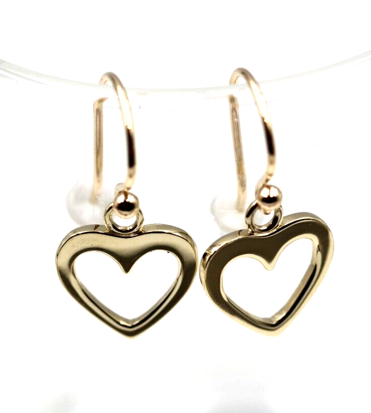 Genuine 9ct 9k Solid Large 16mm Yellow, Rose or White Gold Dangle Open Heart Earrings