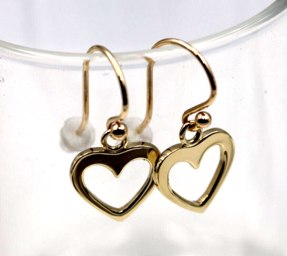 Genuine 9ct 9k Solid Large 16mm Yellow, Rose or White Gold Dangle Open Heart Earrings