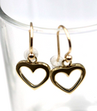 Genuine 9ct 9k Solid Large 16mm Yellow, Rose or White Gold Dangle Open Heart Earrings