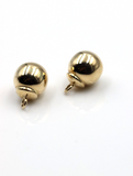 Genuine 9ct Yellow, Rose or White Gold 8mm Ball Plain Balls For Charm Earrings