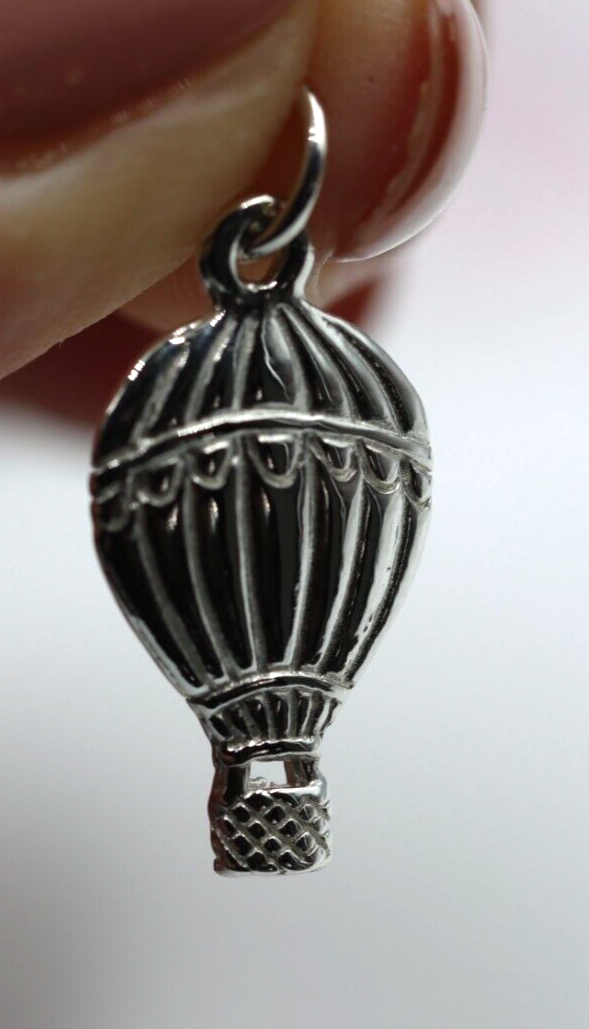 Genuine Sterling Silver 925 Hot Air Balloon Pendant or Charm