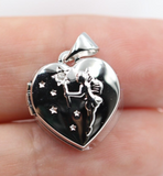 Sterling Silver 925 15mm Diamond Heart Diamond Set Fairy Locket *Free Post