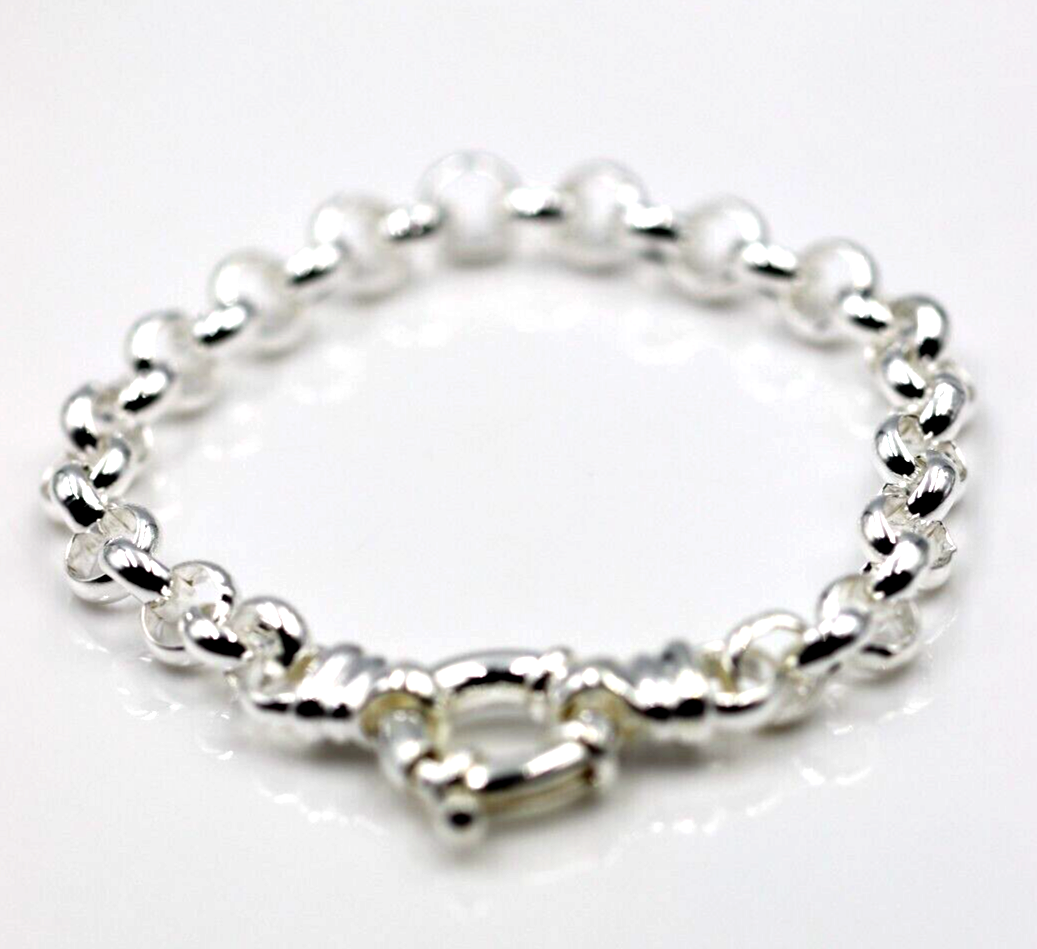 Kaedesigns 925 Sterling Silver Belcher bracelet with Bolt Ring 19cm -Free post