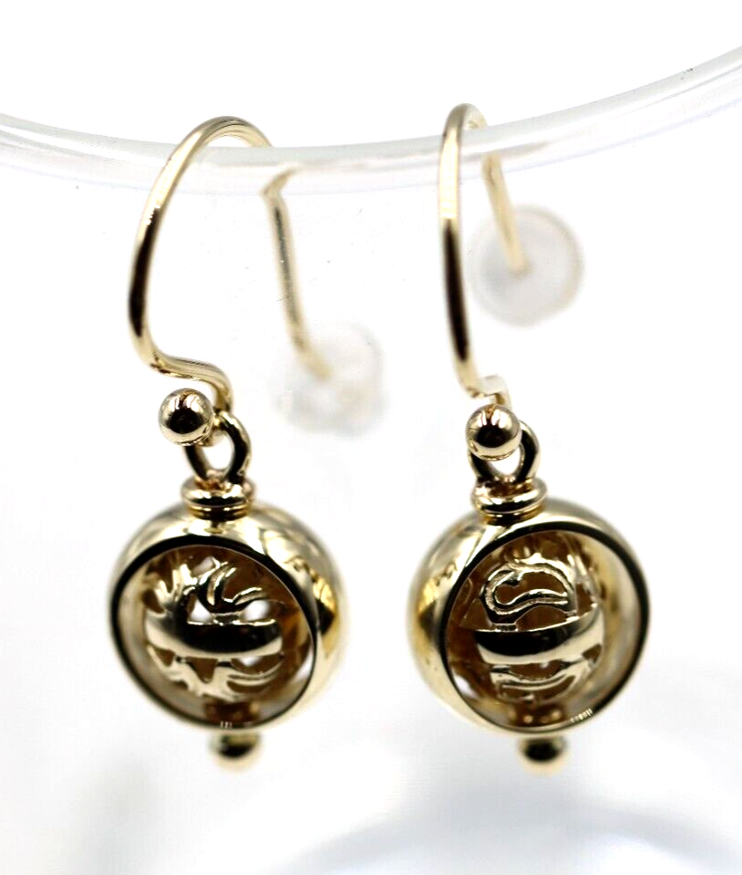 Kaedesigns, New 9ct yellow, Rose or White Gold Spinning Filigree Belcher Ball Earrings