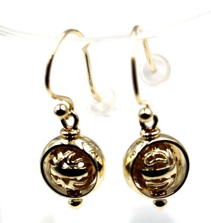 Kaedesigns, New 9ct yellow, Rose or White Gold Spinning Filigree Belcher Ball Earrings