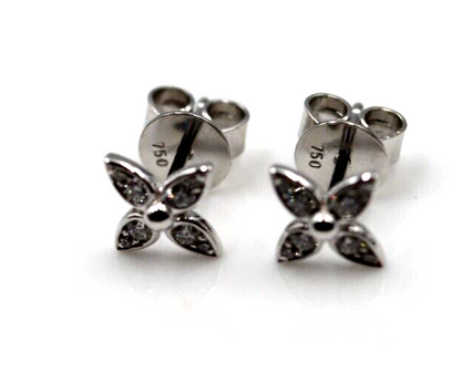 Genuine New 18ct 750 White Gold Flora Diamond Stud Earrings -Free Express Post