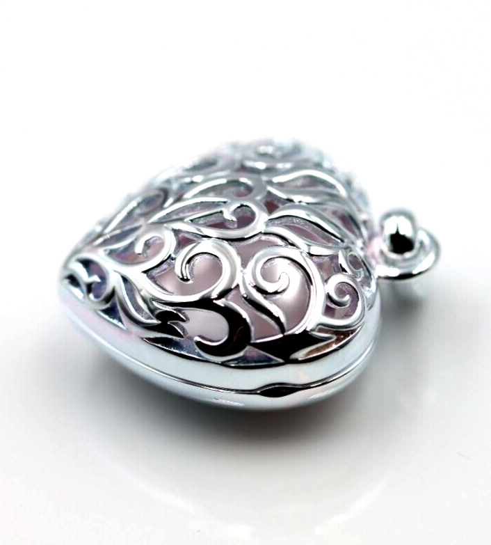 Genuine Sterling Silver 925 Heavy Filigree Heart Locket Pendant