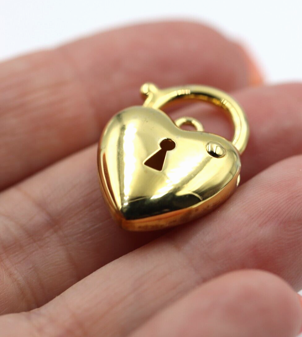 Sterling Silver 925 Gold Plated Bubble Heart Padlock Pendant 18mm