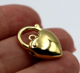 Sterling Silver Gold Plated 925 Bubble Heart Padlock Pendant 15mm