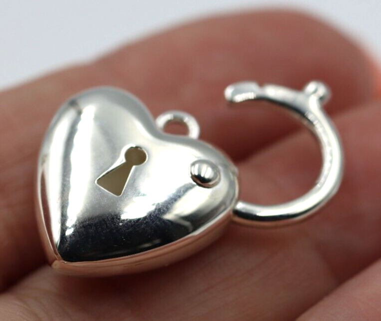 Kaedesigns New Sterling Silver Bubble Heart Padlock Pendant 18mm