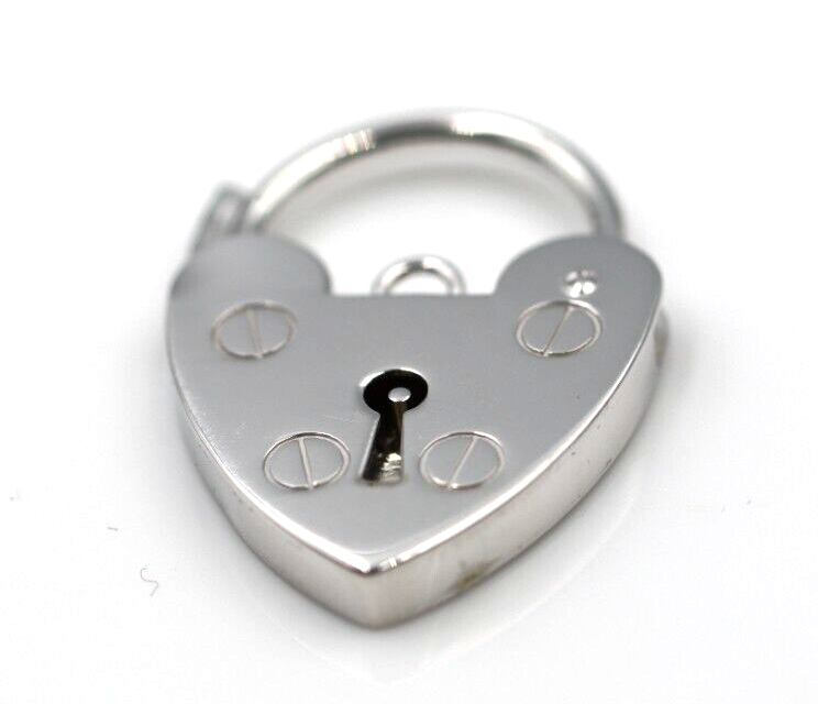 Medium 15mm Sterling Silver 925 Screw Heart Pendant Padlock