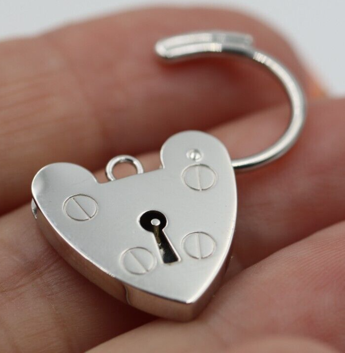 Medium 15mm Sterling Silver 925 Screw Heart Pendant Padlock