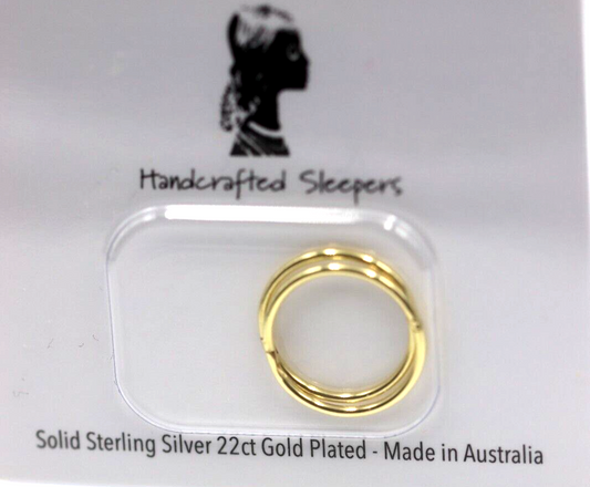 Sterling Silver Sleepers 925 HGP 14mm Plain Sleepers Earrings