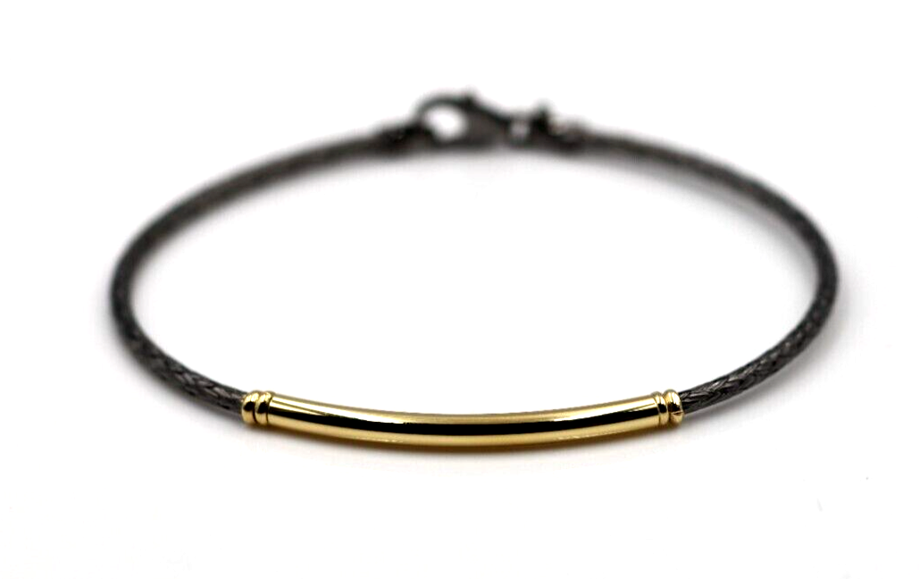 Sterling Silver 925 Black Gold Plated Braided Bracelet With HGP Bar