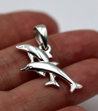 Genuine Sterling Silver 925 Double Two Dolphin Pendant -Free post in oz