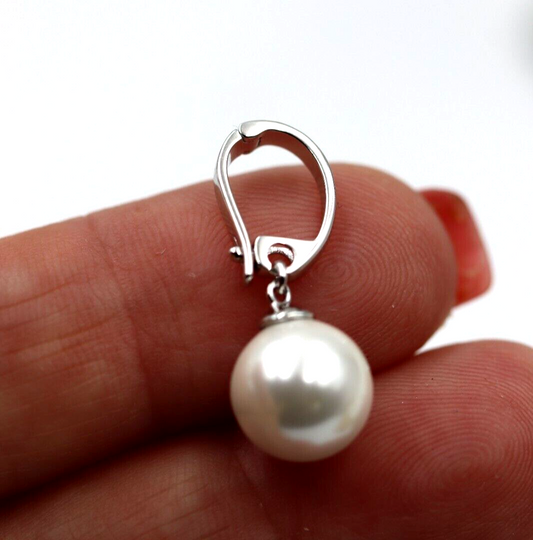 Sterling Silver 925 10mm Shell White Pearl Ball Enhancer Pendant