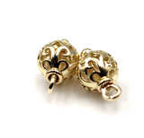 Kaedesigns 9ct Yellow, Rose or White Gold 7.8mm Filigree Flower Balls Charm Earrings