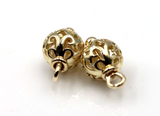 Kaedesigns 9ct Yellow, Rose or White Gold 7.8mm Filigree Flower Balls Charm Earrings