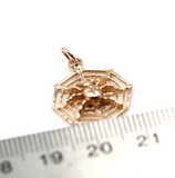 Genuine Solid 9ct 9k 375 Yellow, Rose or White Gold Spider Web Pendant Charm