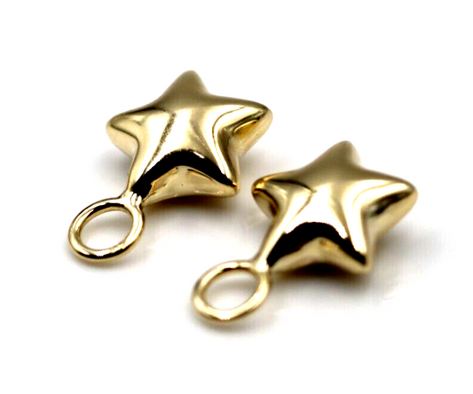 Kaedesigns New Genuine 1 Pair 9ct 9Kt 375 Genuine Yellow, Rose or White Gold Bubble Star Charms