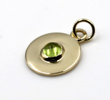 Genuine 9ct Genuine Yellow, Rose or White Gold 12mm Cabochon Green Peridot Disc round circle pendant