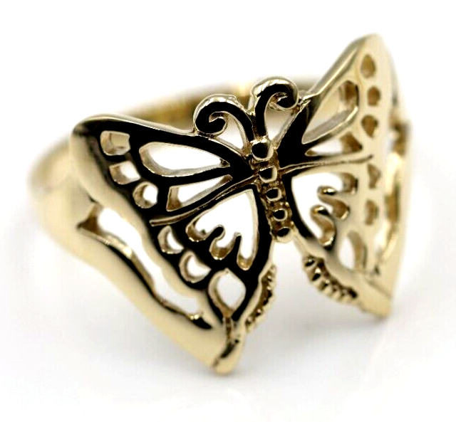 Kaedesigns New Size T Solid 9ct Yellow, Rose or White Gold Filigree Butterfly Ring 236