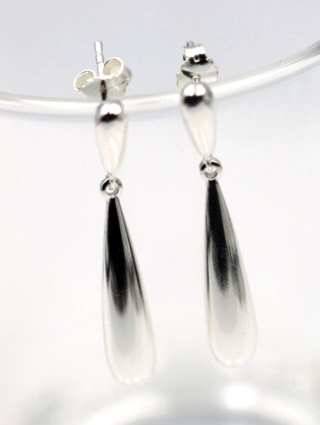 Genuine 925 Sterling Silver Teardrop Tear Drop Stud Earrings