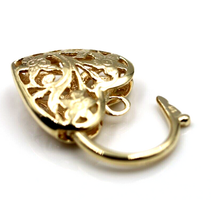 Genuine 9ct 21mm Yellow, Rose or White Gold Filigree Heart Pendant / Padlock